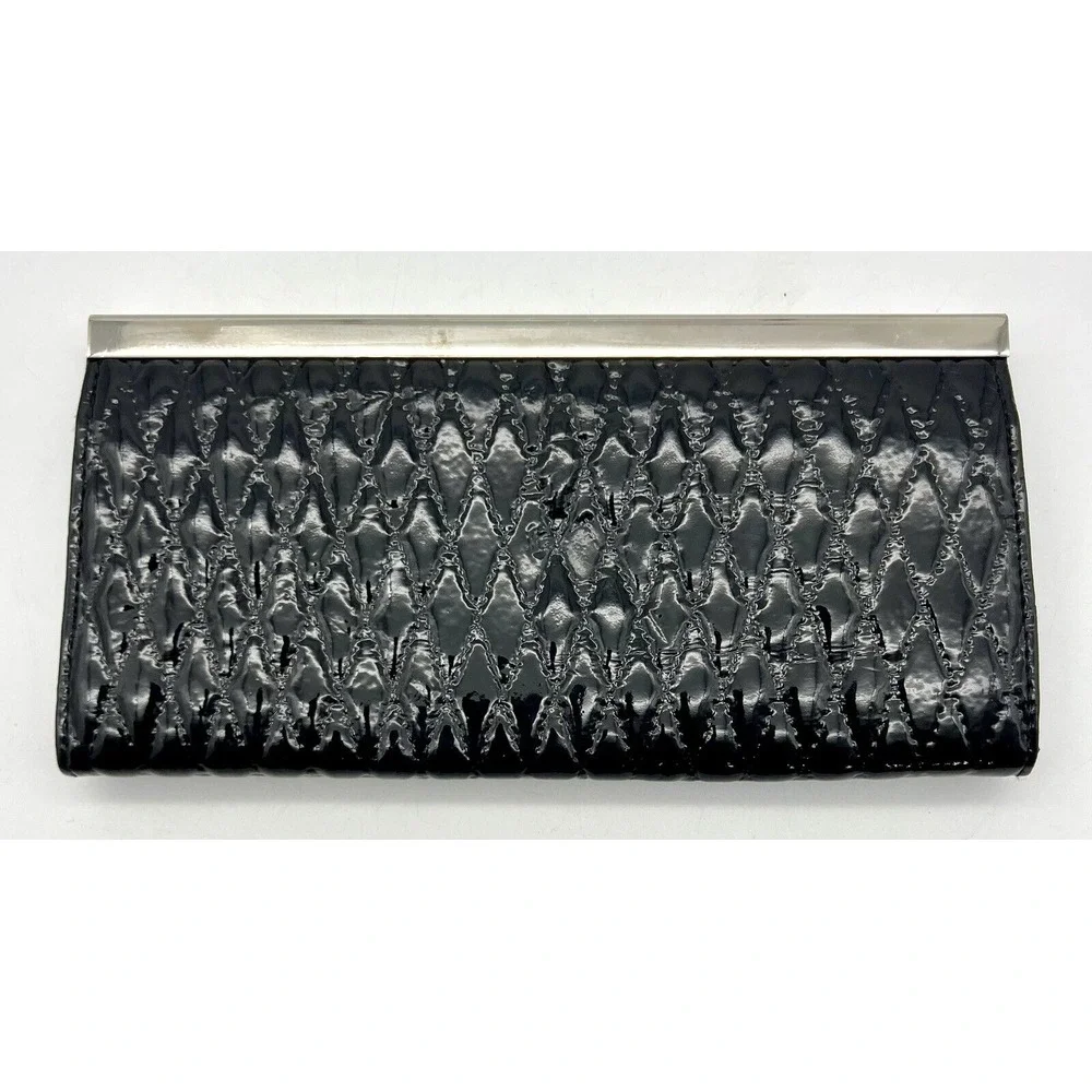 Vintage Women's Wallet Faux Leather‎ Quad-Fold Black